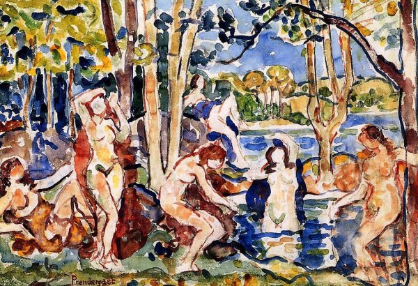 Main Product Photo of Bathers Painting by Maurice Brazil Prendergast