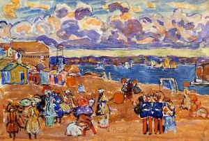 Beach at St. Malo by Maurice Brazil Prendergast Oil Painting