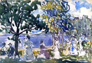 Beach Promenade by Maurice Brazil Prendergast - Oil Painting Reproduction