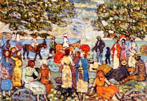 Beach Scene with Donkeys by Maurice Brazil Prendergast Oil Painting
