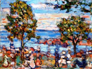 Beach Scene with Two Trees