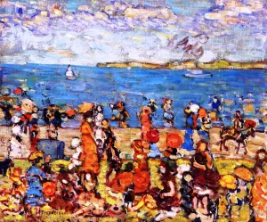 Beach Scene by Maurice Brazil Prendergast - Oil Painting Reproduction