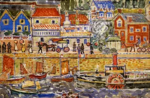 Boat Landing, Dinnard by Maurice Brazil Prendergast - Oil Painting Reproduction