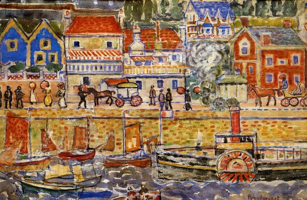 Main Product Photo of Boat Landing, Dinnard Painting by Maurice Brazil Prendergast