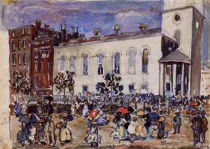 Boston also known as Park St., Boston by Maurice Brazil Prendergast - Oil Painting Reproduction