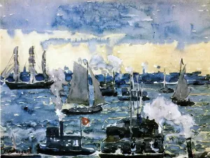 Boston Harbor by Maurice Brazil Prendergast - Oil Painting Reproduction