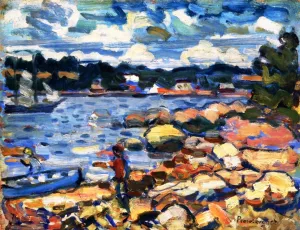 Brooksville, Maine River & Rocks by Maurice Brazil Prendergast - Oil Painting Reproduction