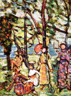 By the Sea by Maurice Brazil Prendergast Oil Painting