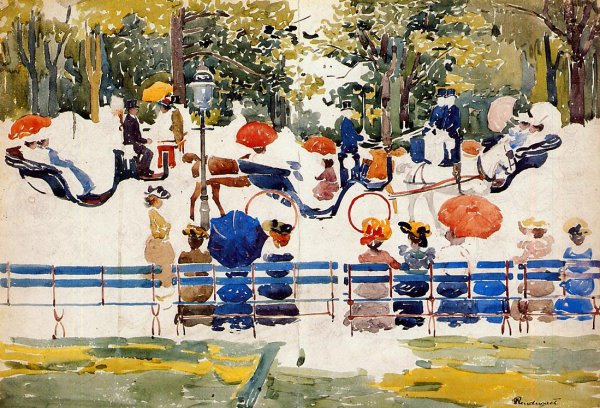 Main Product Photo of Central Park also known as Central Park, New York City Painting by Maurice Brazil Prendergast