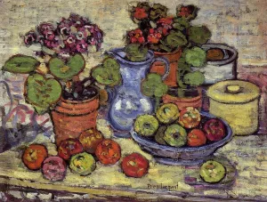 Cinerarias and Fruit by Maurice Brazil Prendergast Oil Painting