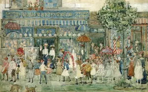 Columbus Circle New York by Maurice Brazil Prendergast - Oil Painting Reproduction