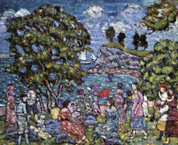Main Product Photo of Cove with Figures Painting by Maurice Brazil Prendergast