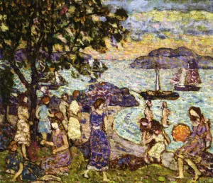 Crepuscule also known as Along the Shore or Beach by Maurice Brazil Prendergast - Oil Painting Reproduction