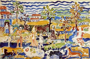 Decorative Composition by Maurice Brazil Prendergast - Oil Painting Reproduction
