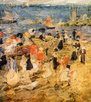 Early Beach Oil painting by Maurice Brazil Prendergast
