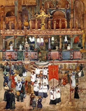 Easter Procession, St. Marks by Maurice Brazil Prendergast - Oil Painting Reproduction