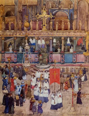 Easter Procession, St. Mark's by Maurice Brazil Prendergast Oil Painting