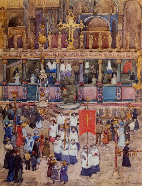 Easter Procession, St. Mark's by Maurice Brazil Prendergast - Hand-Painted Oil Painting Reproduction