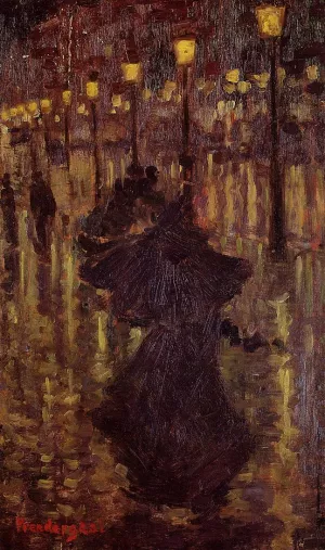 Evening Shower, Paris by Maurice Brazil Prendergast - Oil Painting Reproduction