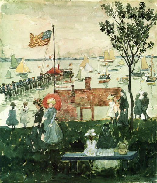 Main Product Photo of Excursionists, Nahant Painting by Maurice Brazil Prendergast