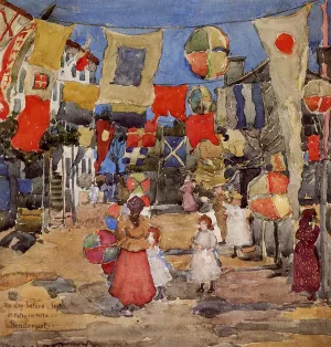 Fiesta - Venice - S. Pietro in Volta also known as The Day Before by Maurice Brazil Prendergast Oil Painting