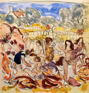 Figures on the Beach by Maurice Brazil Prendergast - Oil Painting Reproduction