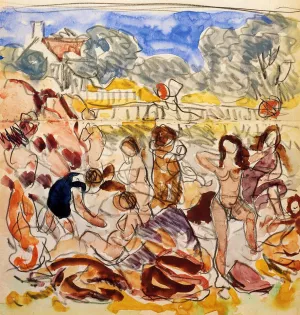 Figures on the Beach by Maurice Brazil Prendergast Oil Painting