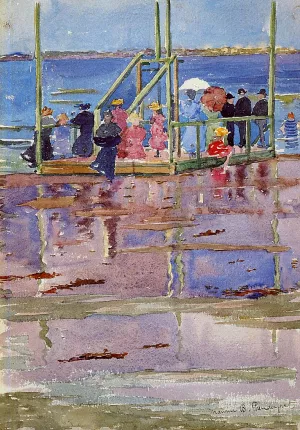 Float at Low Tide, Revere Beach also known as People at the Beach Oil painting by Maurice Brazil Prendergast