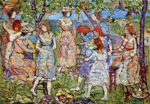 Girls in the Park by Maurice Brazil Prendergast - Oil Painting Reproduction