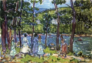 Girls on the Riverbank by Maurice Brazil Prendergast Oil Painting