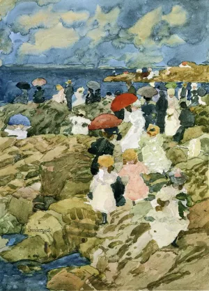 Handkerchief Point Coastal Scene by Maurice Brazil Prendergast - Oil Painting Reproduction