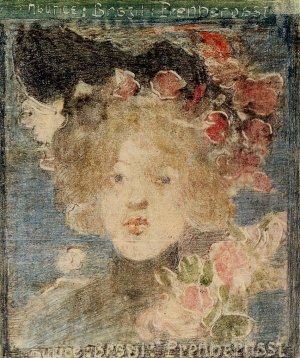 Head of a Girl with Roses by Maurice Brazil Prendergast Oil Painting