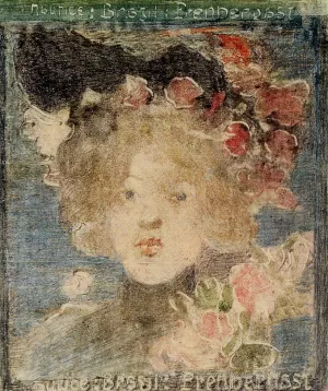 Head of a Girl with Roses by Maurice Brazil Prendergast - Oil Painting Reproduction