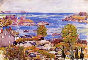 House with Flag in the Cove painting by Maurice Brazil Prendergast
