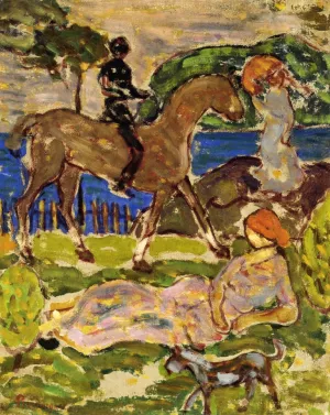 Idyllic Landscape by Maurice Brazil Prendergast Oil Painting