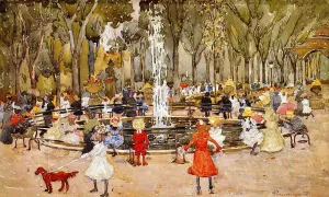 In Central Park, New York by Maurice Brazil Prendergast - Oil Painting Reproduction