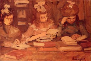 In the Library also known as Three School Girls by Maurice Brazil Prendergast Oil Painting
