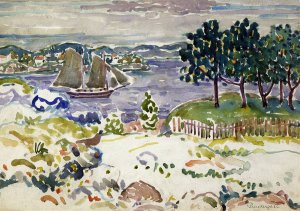 Inlet with Sailboat, Maine by Maurice Prendergast Oil Painting