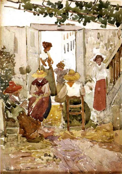 Lacemakers, Venice by Maurice Brazil Prendergast - Hand-Painted Oil Painting Reproduction