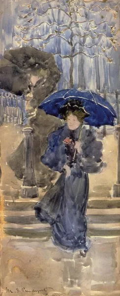 Ladies in the Rain by Maurice Brazil Prendergast Oil Painting