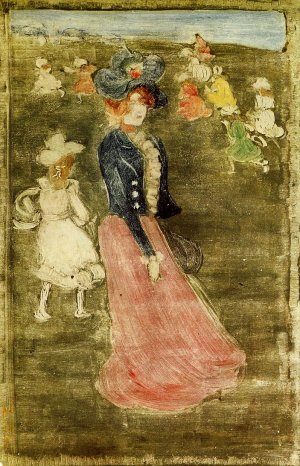Lady in a Pink Skirt by Maurice Brazil Prendergast Oil Painting