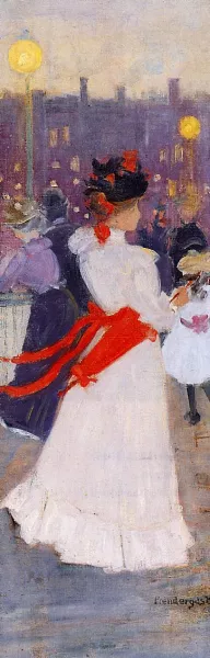 Lady with a Red Sash by Maurice Brazil Prendergast Oil Painting