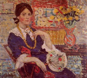 Le Rouge - Portrait of Miss Edith King painting by Maurice Brazil Prendergast
