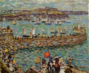 Lighthouse at St. Malo Oil painting by Maurice Brazil Prendergast