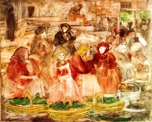 Market Scene Oil painting by Maurice Brazil Prendergast