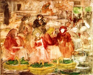 Market Scene by Maurice Brazil Prendergast - Oil Painting Reproduction