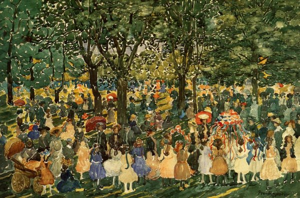 Main Product Photo of May Day, Central Park Painting by Maurice Brazil Prendergast
