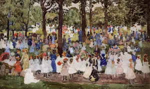 May Day, Central Park by Maurice Brazil Prendergast - Oil Painting Reproduction