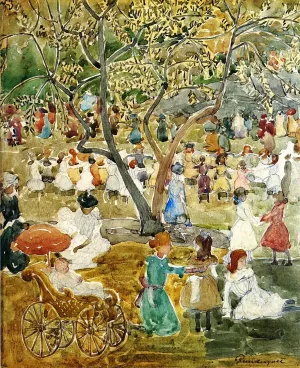 May Party also known as May Day, Central Park Oil painting by Maurice Brazil Prendergast