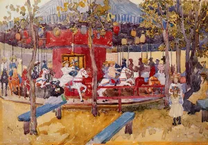 Merry-Go-Round, Nahant by Maurice Brazil Prendergast - Oil Painting Reproduction